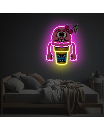 The term "Happy Ice Cream Guy LED Neon Acrylic Artwork" is already in English.