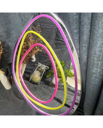 Brighten Your Spaces from Living Rooms to Bars with the Aesthetic Wavy Selfie Mirror LED Neon Sign.