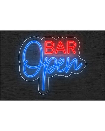 Brighten Up Your Bar, Storefront, or Game Room with the Bar Open Two Color LED Neon Sign.
