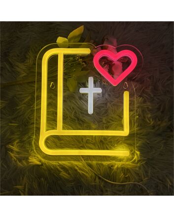 Brighten Your Sanctuaries and Sacred Celebrations: Bible LED Neon Light for Home Decor, Churches, Weddings, and Religious Events.