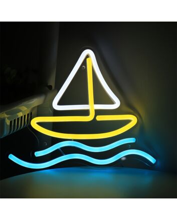 Enhance Your Home, Office, or Coastal Bar Ambiance with the Boat In Sea Creative LED Wall Neon Sign.