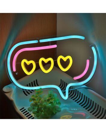 Brighten Up Your Wedding, Bar, or Home Decor with the Bubble With Triple Heart LED Wall Neon Sign!