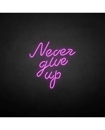 never give up neon sign