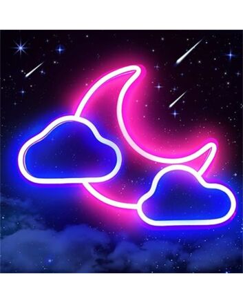 Brighten Your Nights: Clouds And Moon LED Neon Sign - Perfect for Bedroom Ambiance, Dreamy Events, and Trendy Bars
