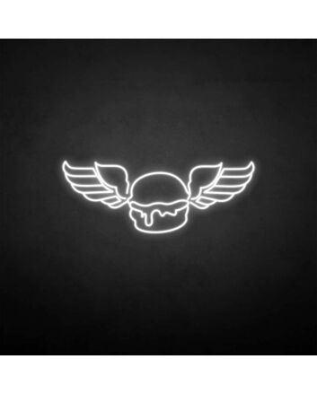 Wings with humburger neon sign
