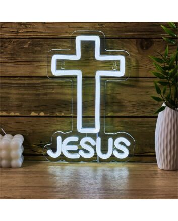 Add a Heartfelt Glow to Weddings, Celebrations, and Home Sanctuaries with the Cross With Love Back Plate LED Neon Sign.