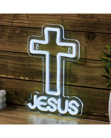 Add a Heartfelt Glow to Weddings, Celebrations, and Home Sanctuaries with the Cross With Love Back Plate LED Neon Sign.