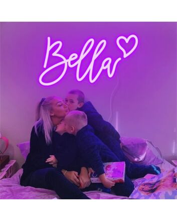 Brighten Your Wedding, Home, and Bar Ambiance with the Custom Name Bella With Heart LED Neon Sign