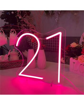 Brighten Your 21st Birthday Bash and Home Space with the Custom Number 21 Birthday Party LED Neon Sign