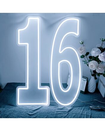 Brighten Your Sweet 16 Celebration & Glam Up Your Room with Customized LED Neon Light Number 16 Birthday LED Neon Sign.