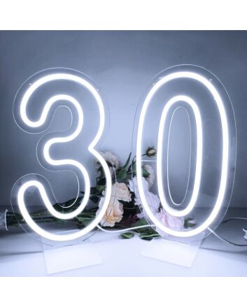 Celebrate the Big 30 in Style: Customized LED Neon Light Number 30 Birthday LED Neon Sign for Memorable Home Celebrations, Chic Bars, and Vibrant Office Parties.