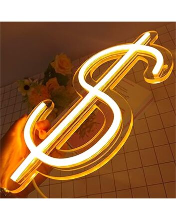 Brighten up your bar, office, or store ambiance with the sleek Dollar Dollar LED Neon Sign.