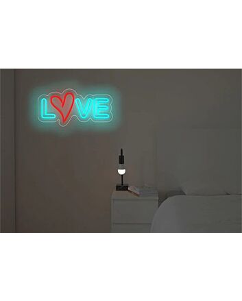 Brighten Your Special Moments: Double Stroke Love With Heart LED Neon Sign for Weddings, Anniversaries, and Romantic Evenings.