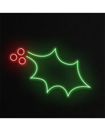 Brighten Up Your Festive Season: Holly Leaf LED Neon Sign for Home Décor, Office Ambiance, and Joyous Celebrations at Bars or Weddings