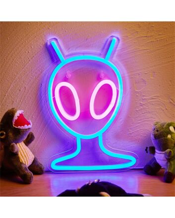 Brighten Up Your Space: LED Alien Neon Sign, Perfect for Home Decor, Offices, Bars, and Themed Parties.