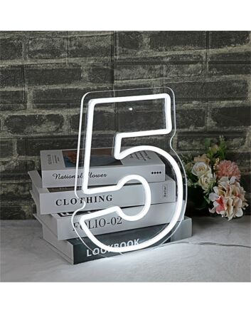 Brighten Your Special Milestone: LED Neon Birthday Number 5 LED Neon Sign for Home Celebrations, Anniversaries, and Theme Parties.