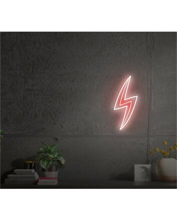 Brighten Your Bar or Office Space with the Vibrant Lightning Red And White LED Neon Sign.