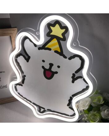 Brighten Up Your Child&#039;s Room or Nursery with the Adorable Line Puppy Maltese Cartoon Mini LED Neon Sign.