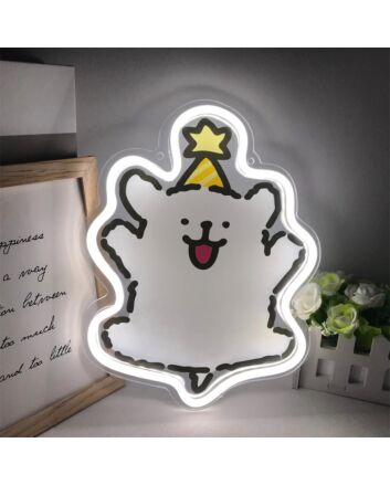 Brighten Up Your Child's Room or Nursery with the Adorable Line Puppy Maltese Cartoon Mini LED Neon Sign.