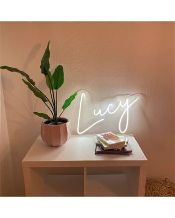 Brighten up your bar, cafe, or wedding ambiance with the Name Lucy LED Neon Sign.