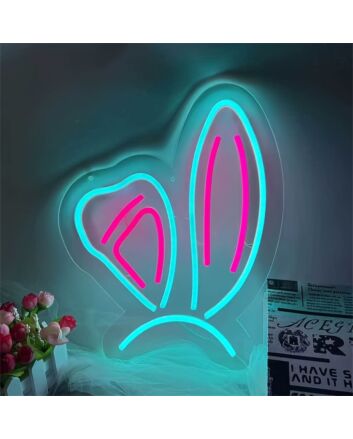 Brighten Up Any Occasion: Rabbit Ears Sign Party Decorations LED Neon Signs for Bars, Weddings, and Home Ambiance.