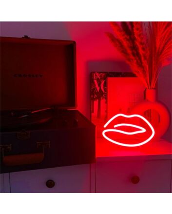 Brighten Up Your Space: Red Lips LED Neon Sign for Home Decor, Office Vibes, and Trendy Bar Settings