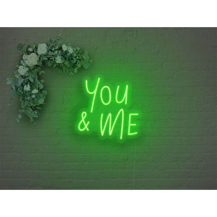 Brighten Your Romance and Celebrations: You and Me LED Neon Sign for Weddings, Anniversaries, and Cozy Home Evenings.