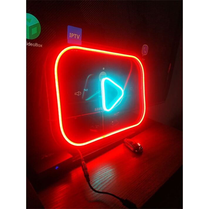 Brighten Your Entertainment Space or Office with Youtube LED Neon Sign - Perfect for Content Creators and Social Gatherings.