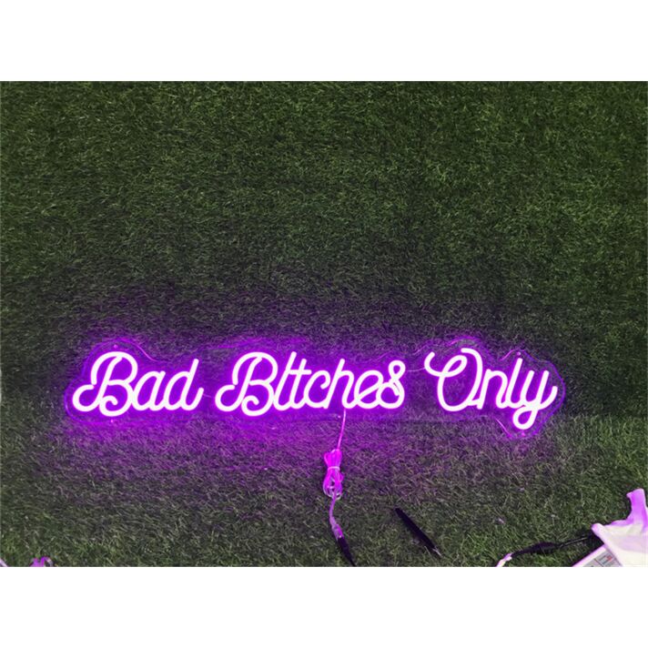 Elevate Your Home, Office, or Party Ambience with the Bad Bitch Only In Purple LED Neon Sign.