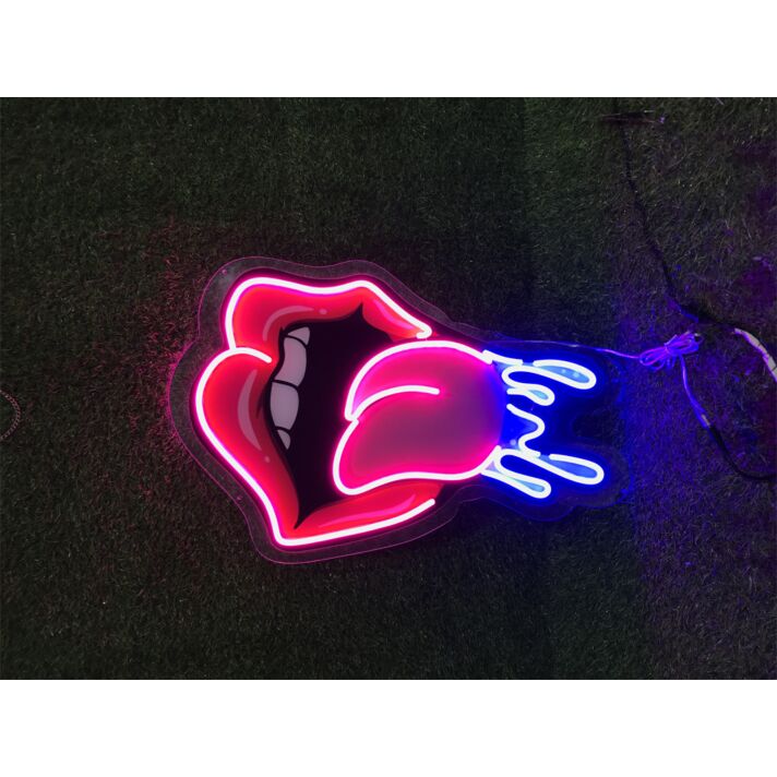 Elevate Your Space: Cyberpunk UV Lips And Tongue LED Neon Sign Perfect for Bars, Parties, and Edgy Home Decor