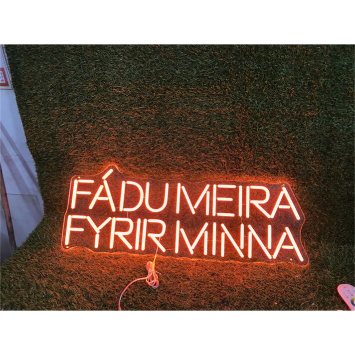 Enhance Your Wedding, Bar, or Storefront Ambiance with the Fadu Meira Fyrir Minna Custom LED Neon Sign.