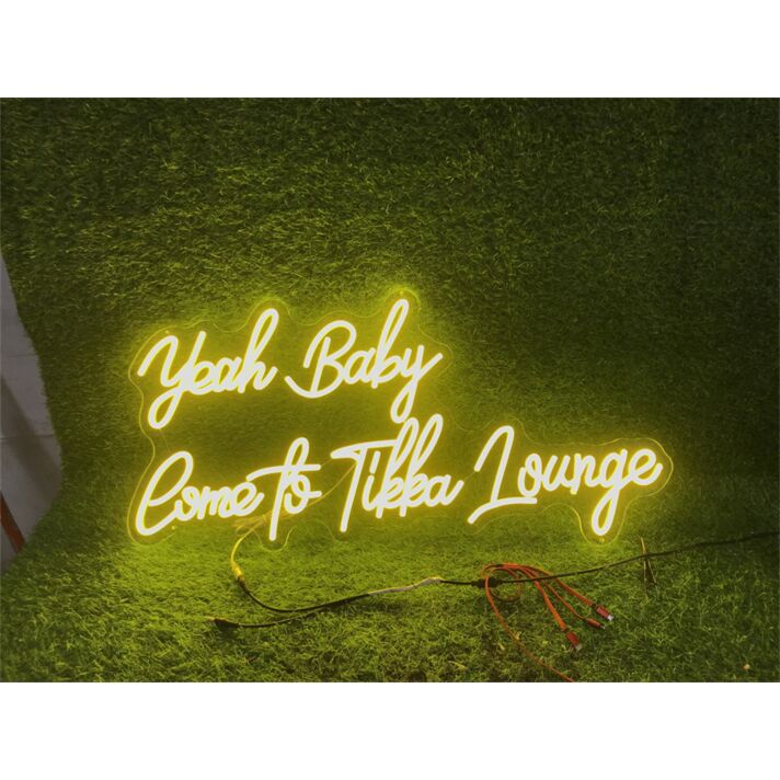 Brighten Your Wedding, Bar, or Office Ambiance with the Yeah Baby Custom LED Neon Sign.