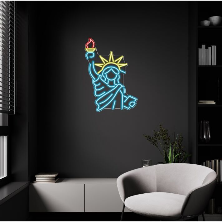 Brighten Up Your Home, Office or Bar with the Statue Of Liberty Neon Sign Iconic American Glow.