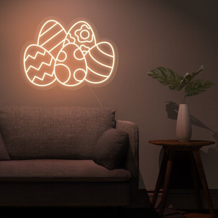 Brighten Your Easter Celebrations and Decor: Colorful Eggs Easter Neon Sign for Home, Storefront, and Spring Events