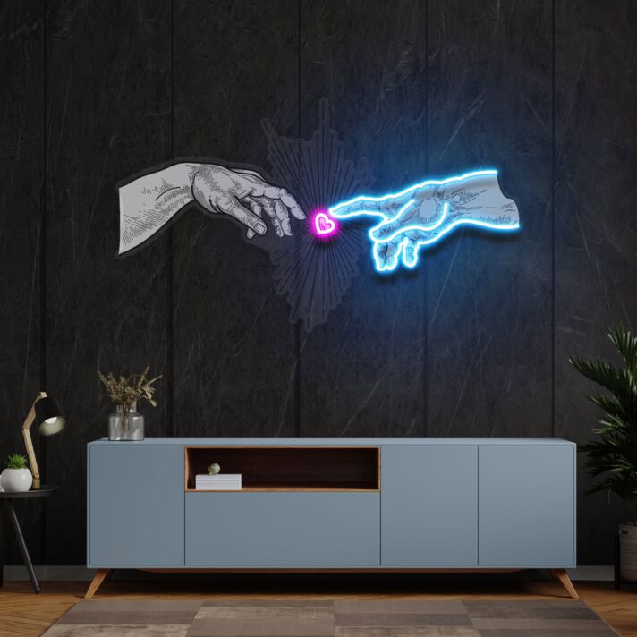 Brighten Your Space: Hand Love Led Uv Neon Sign for Romantic Ambiance in Living Rooms, Bars, and Weddings