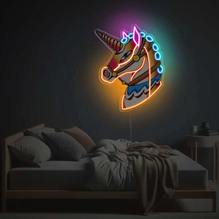 Add a Magical Touch to Your Home, Bar, or Fairy Tale Wedding with Medieval Style Unicorn LED Neon Acrylic Artwork.