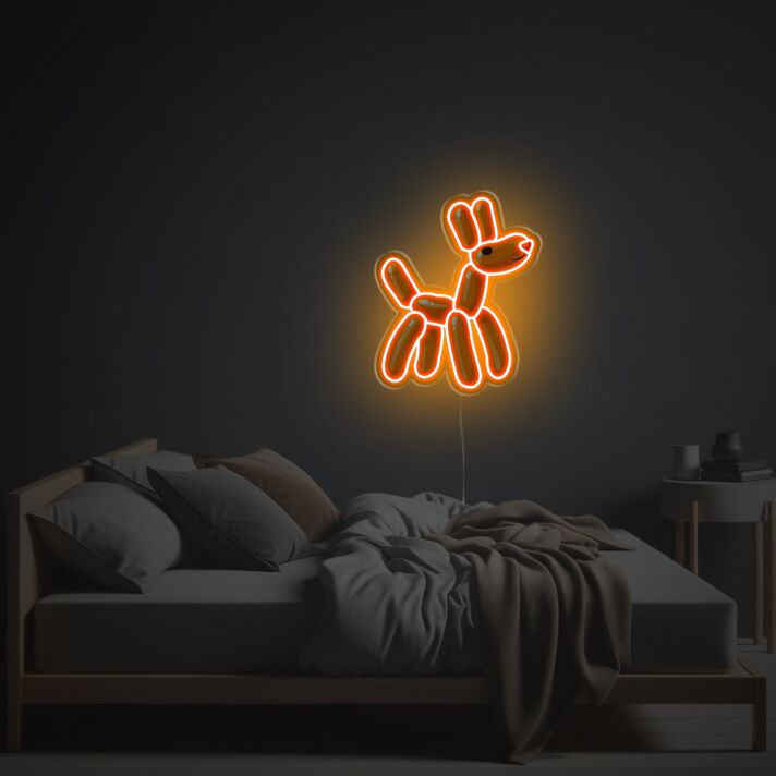 Add a whimsical touch to your kid's room or brighten up your next birthday bash with the Orange Little Puppy Shaped Balloon LED Neon Acrylic Artwork.