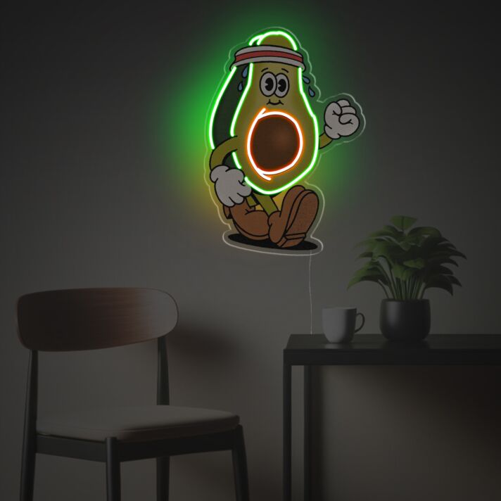 Add a playful twist to any room, office, or celebration with Running Avocado Boy LED Neon Acrylic Artwork.