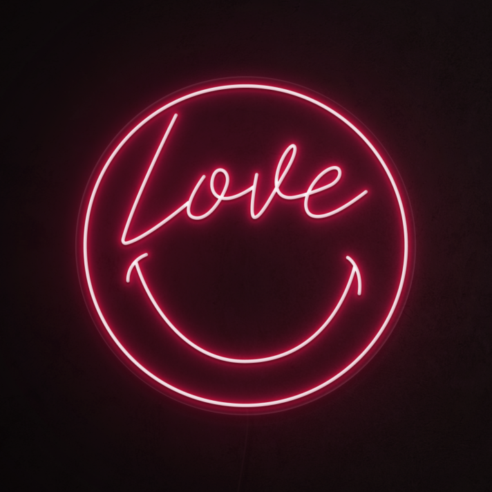 Smiley Love Face Neon Sign