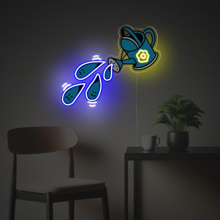 Brighten Your Garden Themed Events: Watering Pot LED Neon Acrylic Artwork for Outdoor Celebrations and Home Decor.