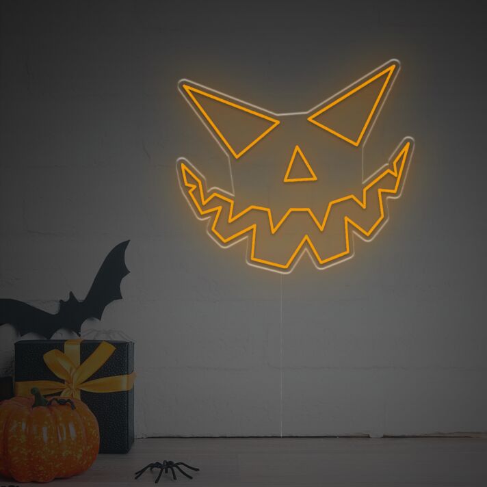 Transform Your Space into a Halloween Haven: Spooky Pumpkin Face LED Neon Sign for Home, Bars, and Theme Parties.