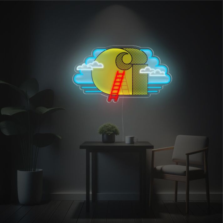 Brighten Your Space: Carhartt With Ladder And Cloud LED Neon Acrylic Artwork for Home Decor, Office Vibes, Storefronts, and Trendy Bars.