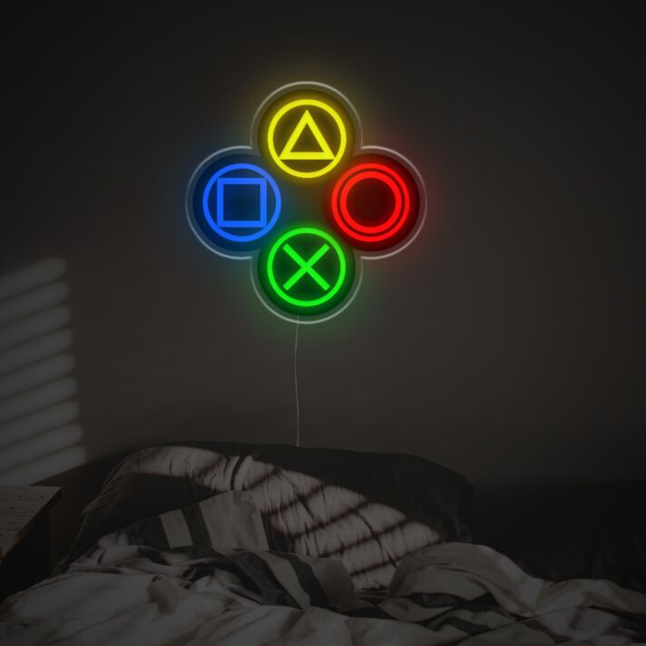 Elevate your game room, bar, or teen's bedroom with the vibrant Gamepad Buttons Signs LED Neon Acrylic Artwork.