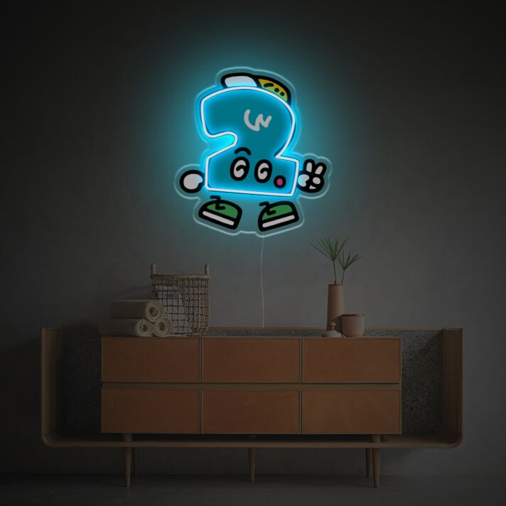Brighten Up Your Bar or Office Space with the Unique Number 2 Guy LED Neon Acrylic Artwork.