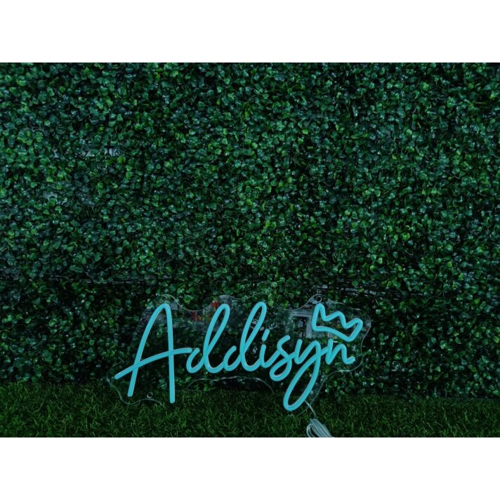 Brighten Your Space: Addisyn With Crown Blue LED Neon Sign for Home Decor, Trendy Offices, Chic Stores, and Elegant Weddings