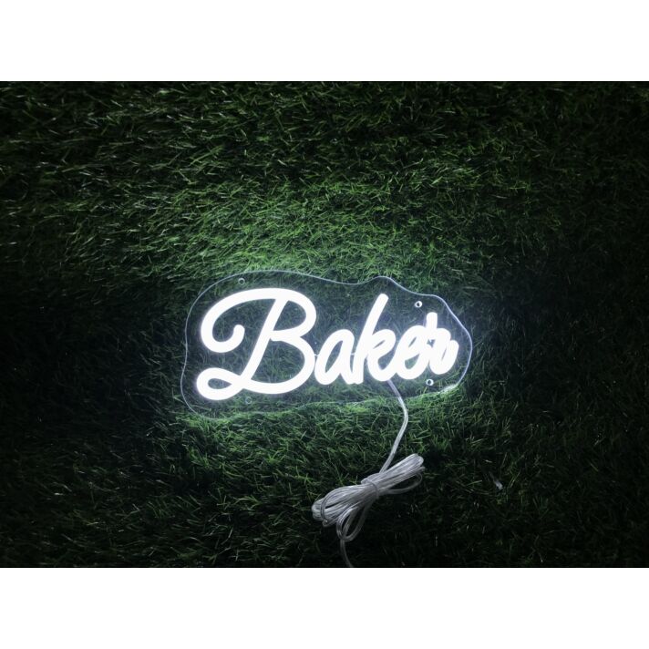 Brighten Up Your Bakery or Home Kitchen with the Elegant Baker White LED Neon Sign - Perfect for Culinary Spaces, Celebrations, and Business Branding.