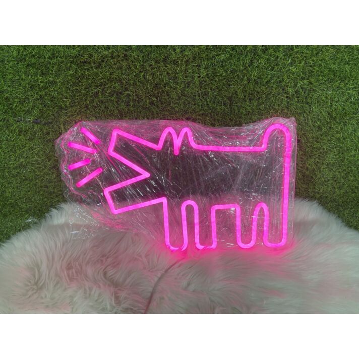 Brighten Up Your Home, Office, or Bar with the Captivating Barking Wolf Purple LED Neon Sign.