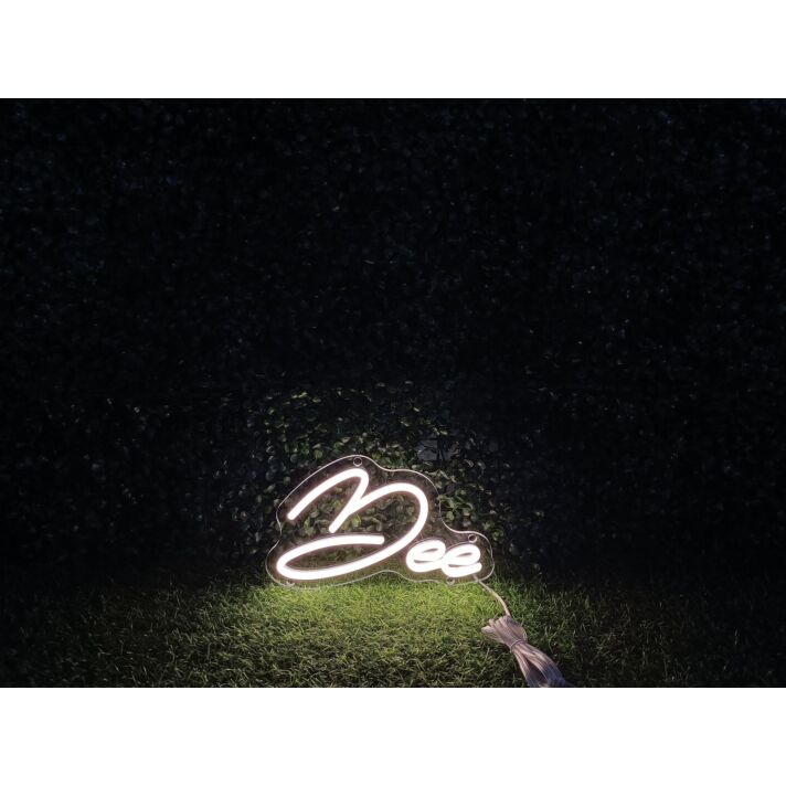 Enhance Your Space: Dee White LED Neon Sign for Home Decor, Office Chic, Storefronts, Bars & Memorable Weddings