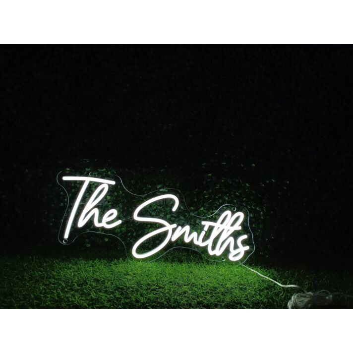 Elevate your office, wedding, or bar ambiance with The Smiths White LED Neon Sign.