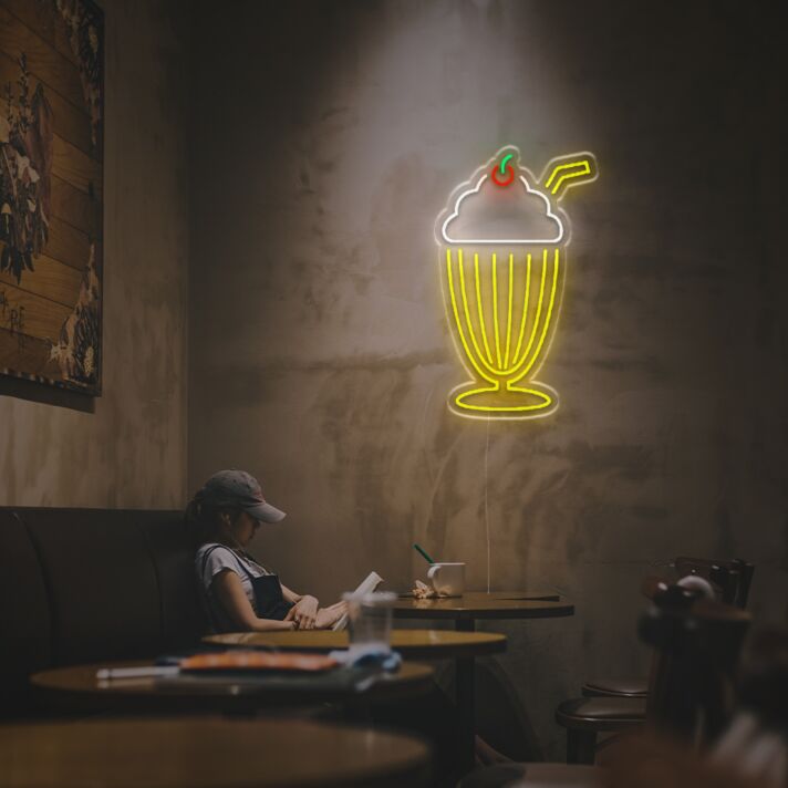 Brighten Your Bar, Kitchen, or Café with the Charming Milkshake With Cheery LED Neon Sign